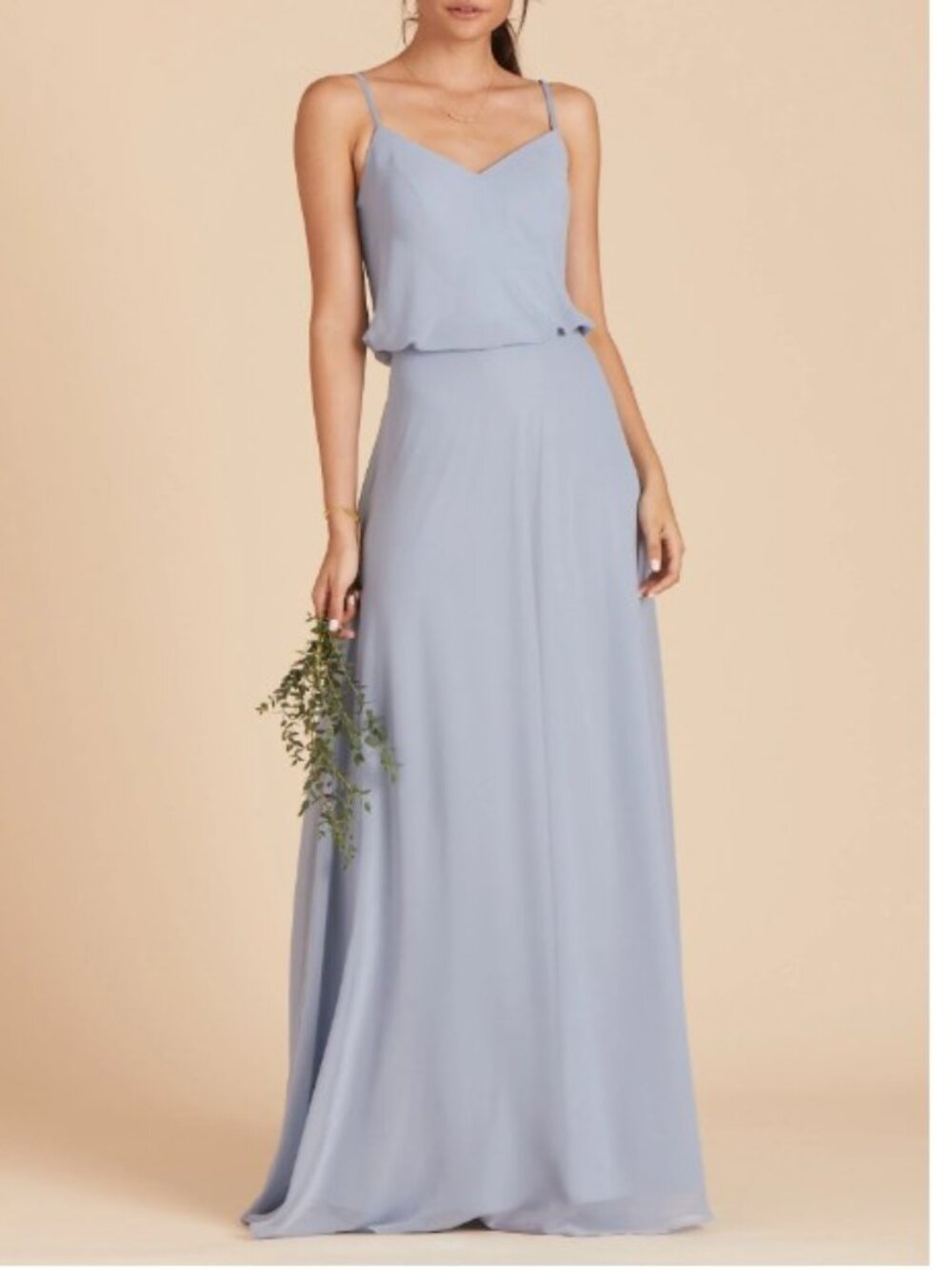 Birdy Grey Gwennie Chiffon Dress Dusty Blue XS Maxi Bridesmaid Pockets